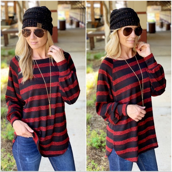 Infinity Raine Tops - LAST ONE✨Better Get Going Tunic-Red/Black